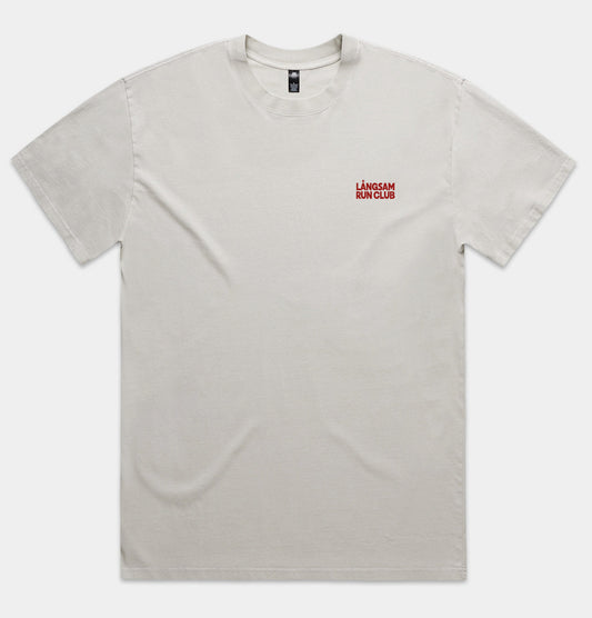 Långsam Run Club Heavy Faded Logo T-Shirt in Bone