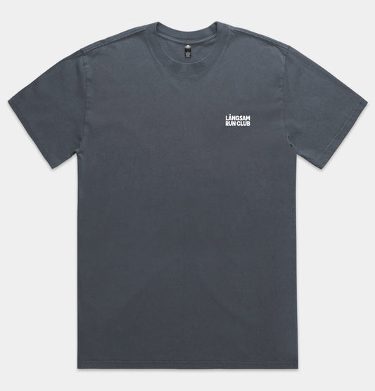 Långsam Run Club Heavy Faded Logo T-Shirt in Indigo