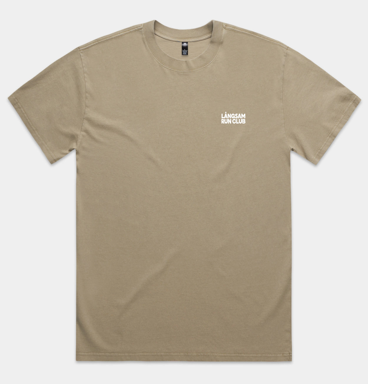 Långsam Run Club Heavy Faded Logo T-Shirt in Khaki