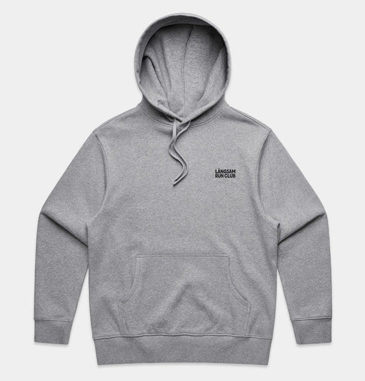 Långsam Run Club Heavy Hooded Logo Sweatshirt in Athletic Heather