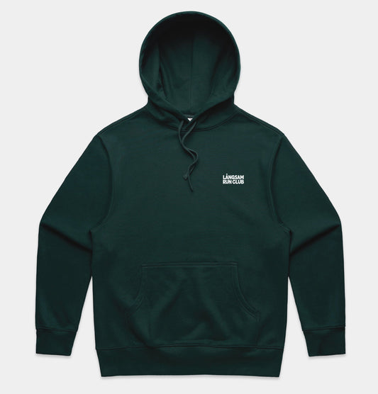 Långsam Run Club Heavy Hooded Logo Sweatshirt in Pine