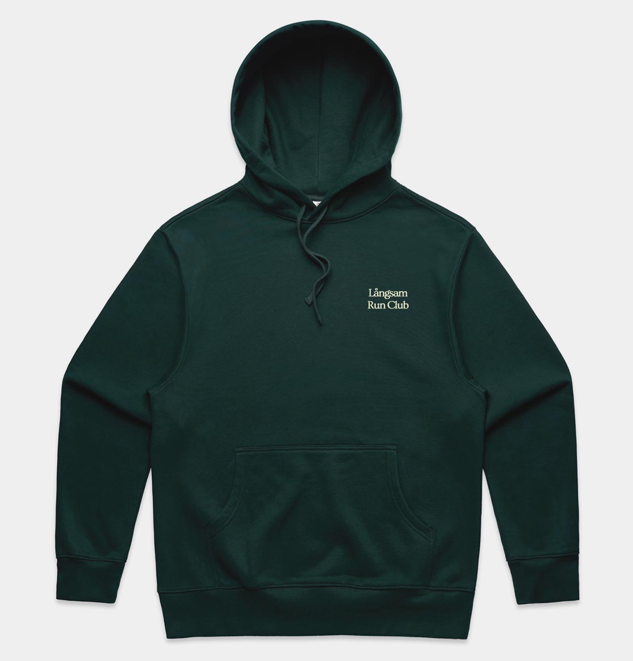 Långsam Run Club Embroidered Logo Hooded Sweatshirt in Pine Green